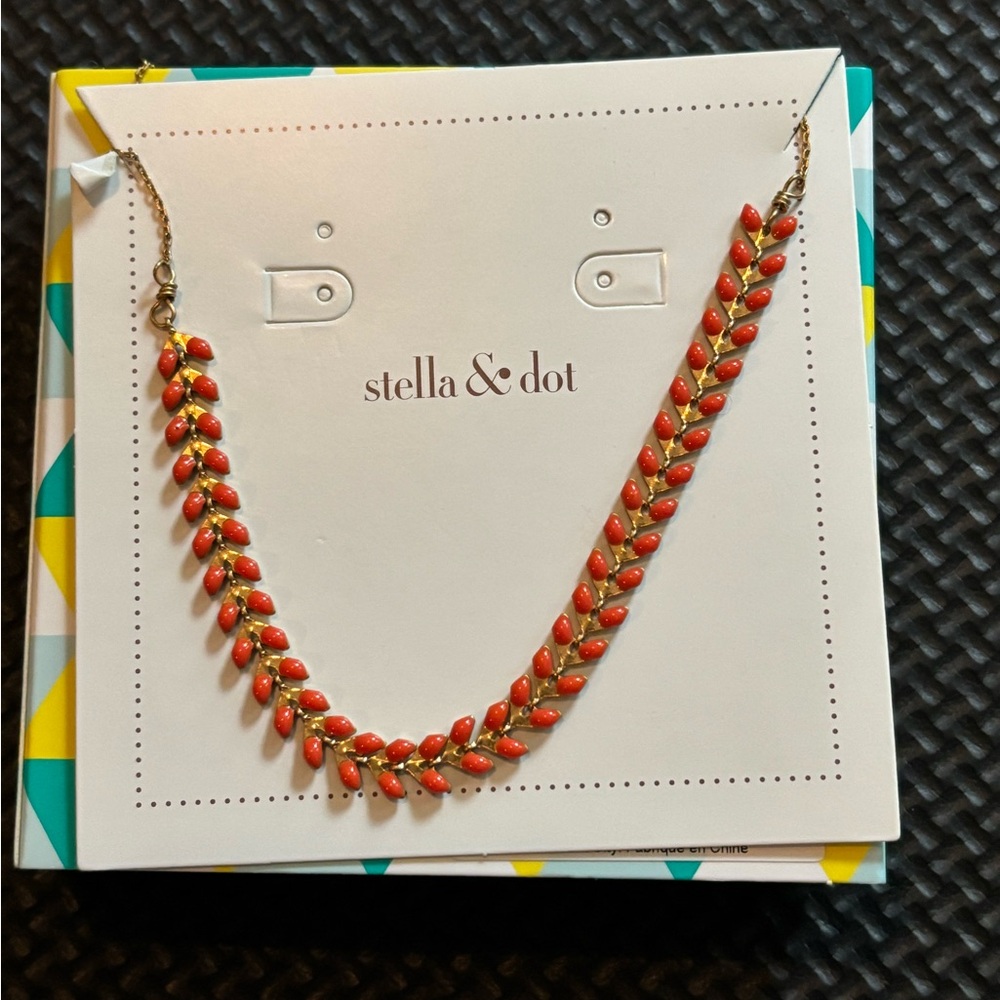 Stella & Dot Orange Necklace with Intricate Design